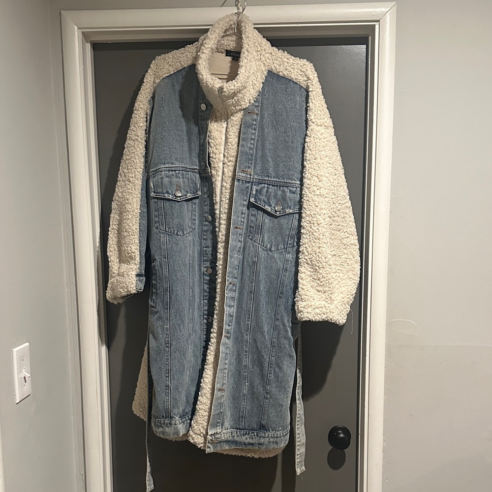 Denim and Cream Sherpa Jacket